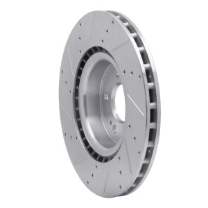 Hyundai Genesis Coupe Brake Rotor (1) - Front Right - R1 Concepts - Drilled & Slotted - Silver - `10-`16